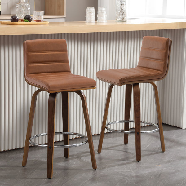 Calitor Bar Stool in Brown Hans Leather, Counter Height