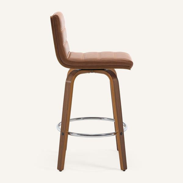 Calitor Bar Stool in Brown Hans Leather, Counter Height
