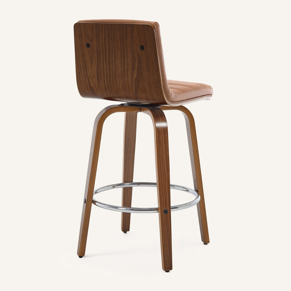 Calitor Bar Stool in Brown Hans Leather, Counter Height
