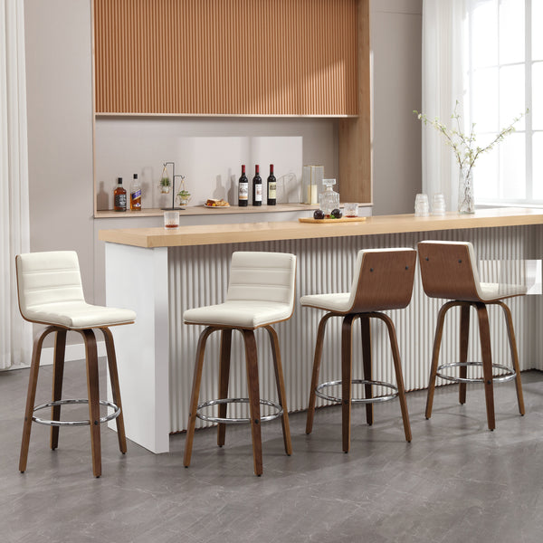 Calitor Bar Stool in Cream Hron Leather, Bar Height