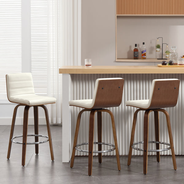 Calitor Bar Stool in Cream Hron Leather, Bar Height