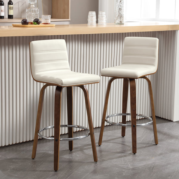 Calitor Bar Stool in Cream Hron Leather, Bar Height