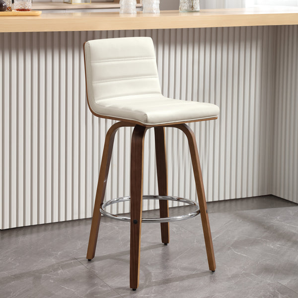 Calitor Bar Stool in Cream Hron Leather, Bar Height