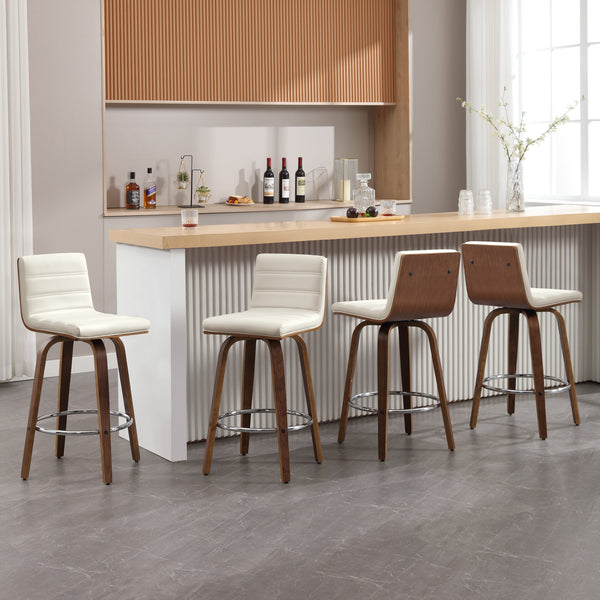Calitor Bar Stool in Cream Hron Leather, Counter Height