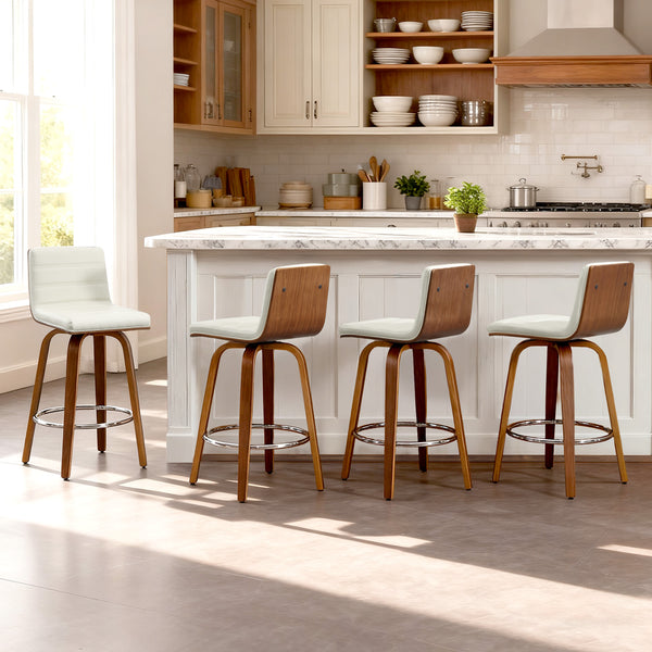 Calitor Bar Stool in Cream Hron Leather, Counter Height