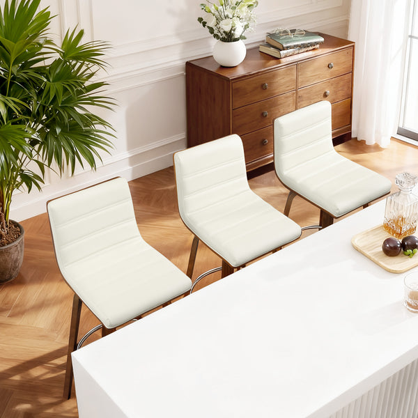 Calitor Bar Stool in Cream Hron Leather, Counter Height