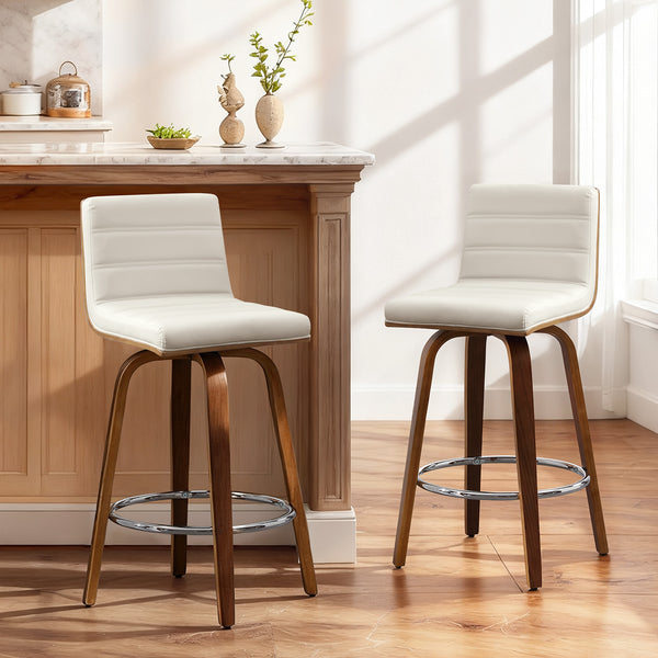 Calitor Bar Stool in Cream Hron Leather, Counter Height
