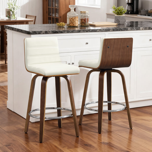 Calitor Bar Stool in Cream Hron Leather, Counter Height