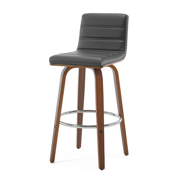 Calitor Bar Stool in Gray Hron Leather, Bar Height