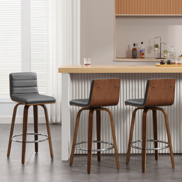 Calitor Bar Stool in Gray Hron Leather, Bar Height