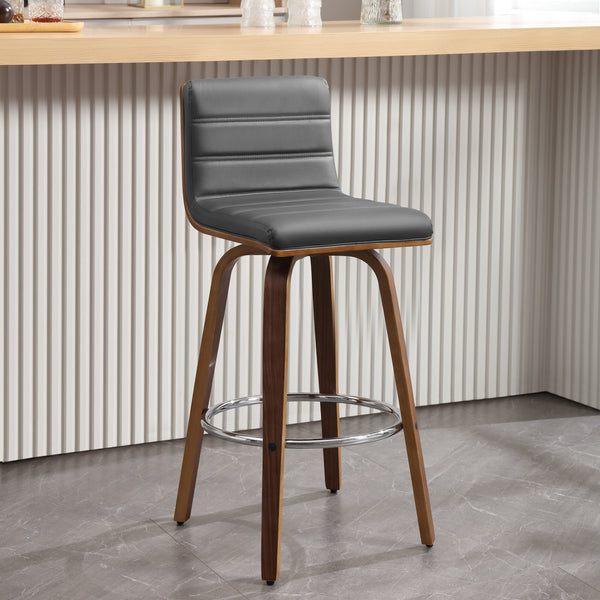 Calitor Bar Stool in Gray Hron Leather, Bar Height