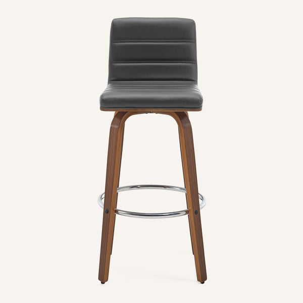 Calitor Bar Stool in Gray Hron Leather, Bar Height