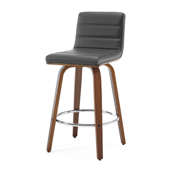 Calitor Bar Stool in Gray Hron Leather, Counter Height