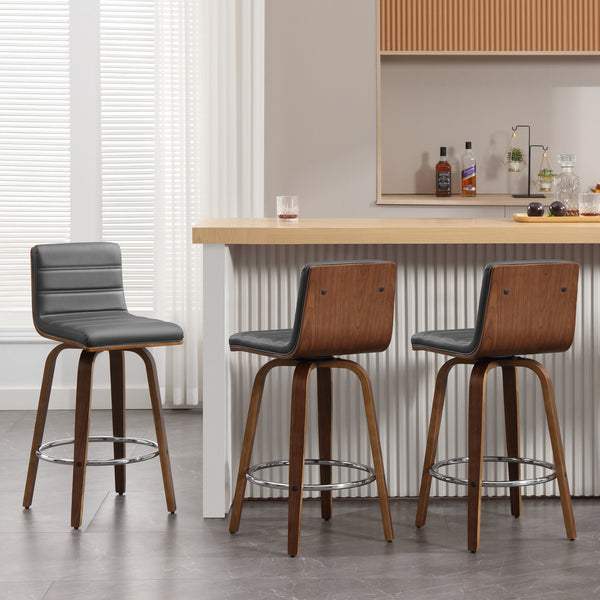 Calitor Bar Stool in Gray Hron Leather, Counter Height