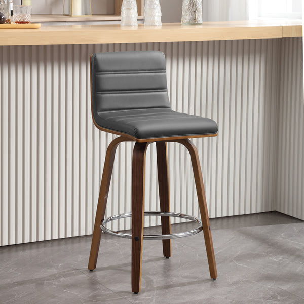 Calitor Bar Stool in Gray Hron Leather, Counter Height
