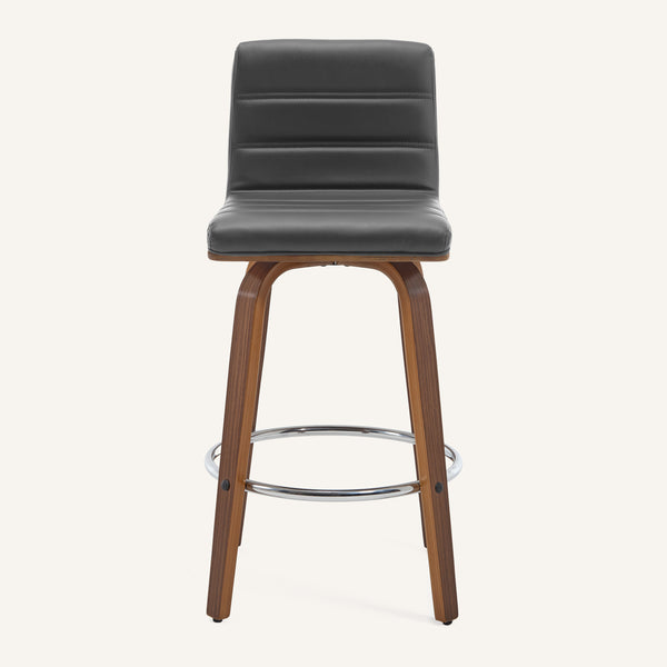 Calitor Bar Stool in Gray Hron Leather, Counter Height