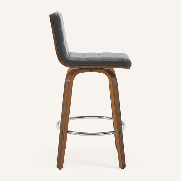 Calitor Bar Stool in Gray Hron Leather, Counter Height