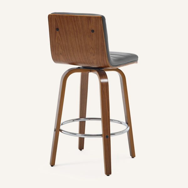 Calitor Bar Stool in Gray Hron Leather, Counter Height