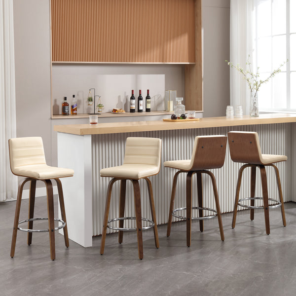 Calitor Bar Stool in Ivory Hron Leather, Bar Height