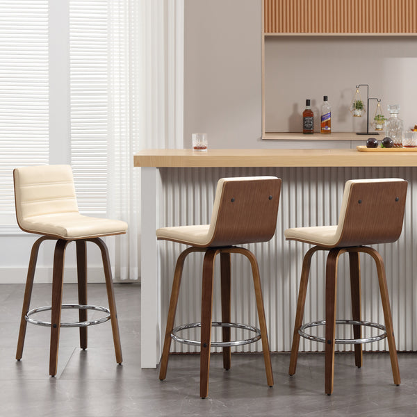 Calitor Bar Stool in Ivory Hron Leather, Bar Height