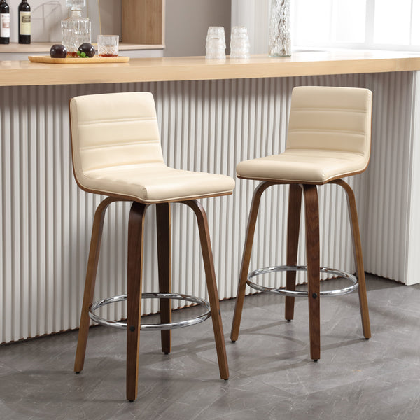 Calitor Bar Stool in Ivory Hron Leather, Bar Height