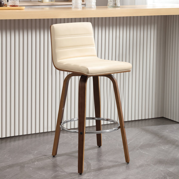 Calitor Bar Stool in Ivory Hron Leather, Bar Height