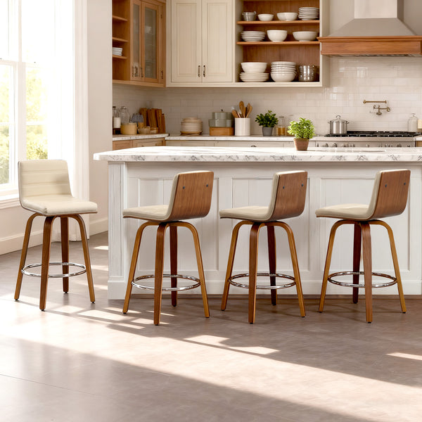 Calitor Bar Stool in Ivory Hron Leather, Counter Height