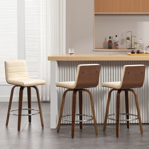 Calitor Bar Stool in Ivory Hron Leather, Counter Height