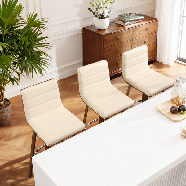 Calitor Bar Stool in Ivory Hron Leather, Counter Height