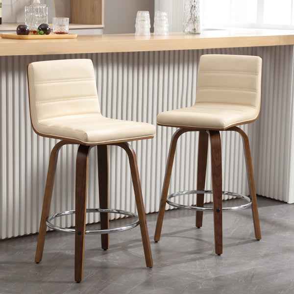 Calitor Bar Stool in Ivory Hron Leather, Counter Height