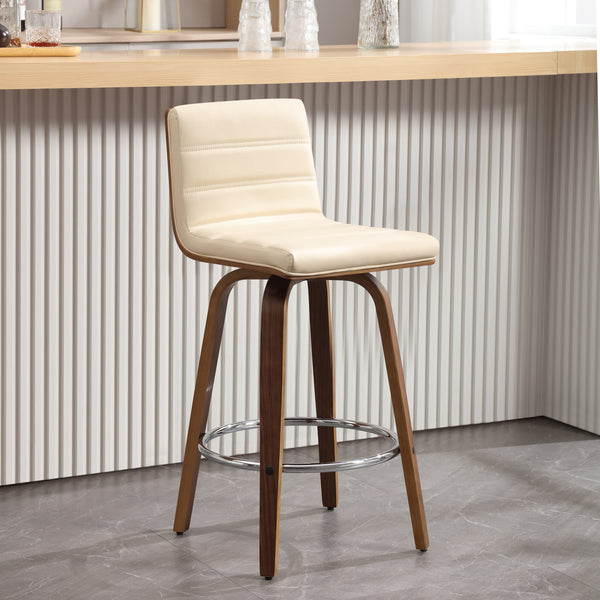 Calitor Bar Stool in Ivory Hron Leather, Counter Height