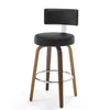 Carol Swivel Bar Stool in Black Hron Leather
