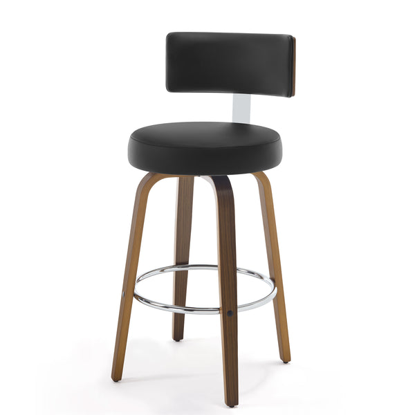 Carol Swivel Bar Stool in Black Hron Leather