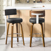 Carol Swivel Bar Stool in Black Hron Leather