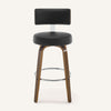 Carol Swivel Bar Stool in Black Hron Leather