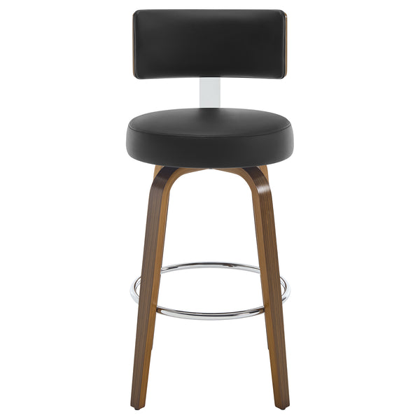 Carol Swivel Bar Stool in Black Hron Leather