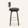 Carol Swivel Bar Stool in Black Hron Leather