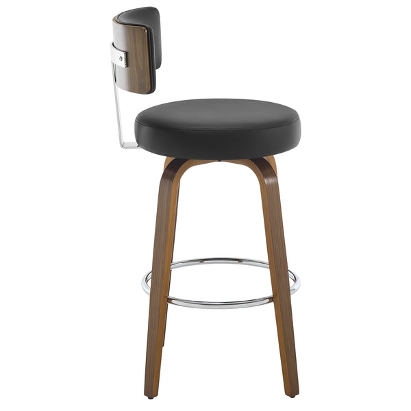 Carol Swivel Bar Stool in Black Hron Leather