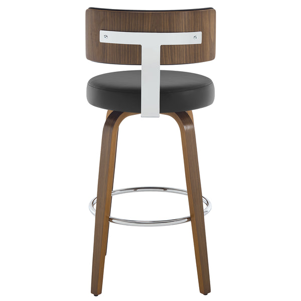 Carol Swivel Bar Stool in Black Hron Leather