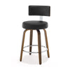 Carol Swivel Counter Stool in Black Hron Leather