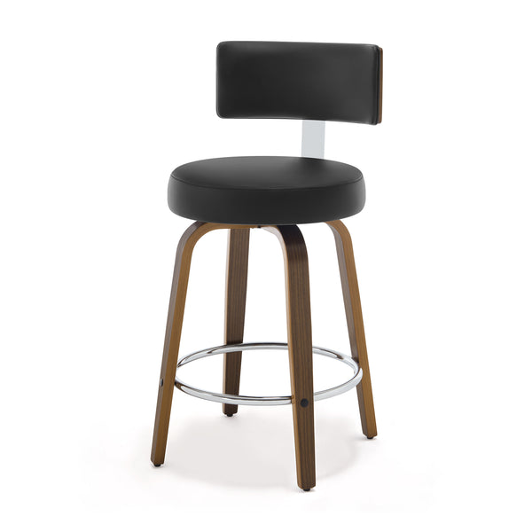 Carol Swivel Counter Stool in Black Hron Leather