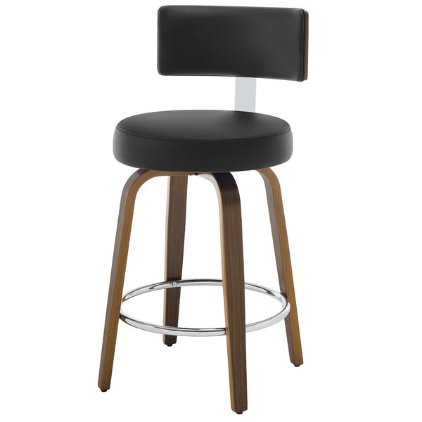 Carol Swivel Counter Stool in Black Hron Leather