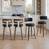 Carol Swivel Counter Stool in Black Hron Leather
