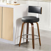 Carol Swivel Counter Stool in Black Hron Leather
