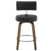 Carol Swivel Counter Stool in Black Hron Leather