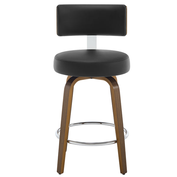 Carol Swivel Counter Stool in Black Hron Leather