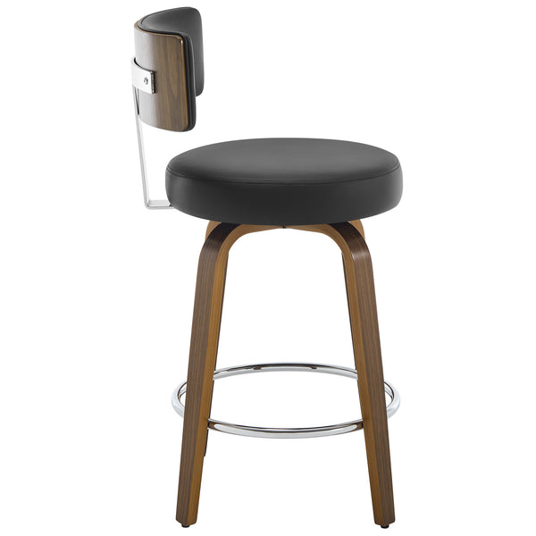 Carol Swivel Counter Stool in Black Hron Leather