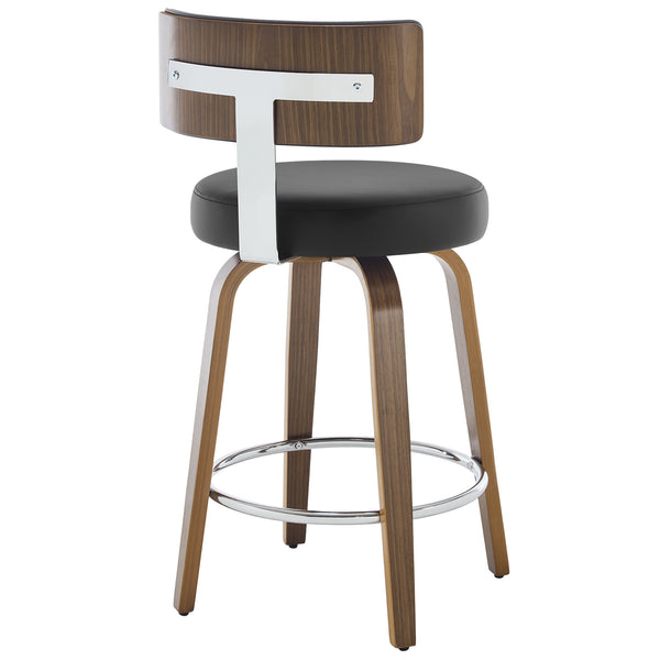 Carol Swivel Counter Stool in Black Hron Leather