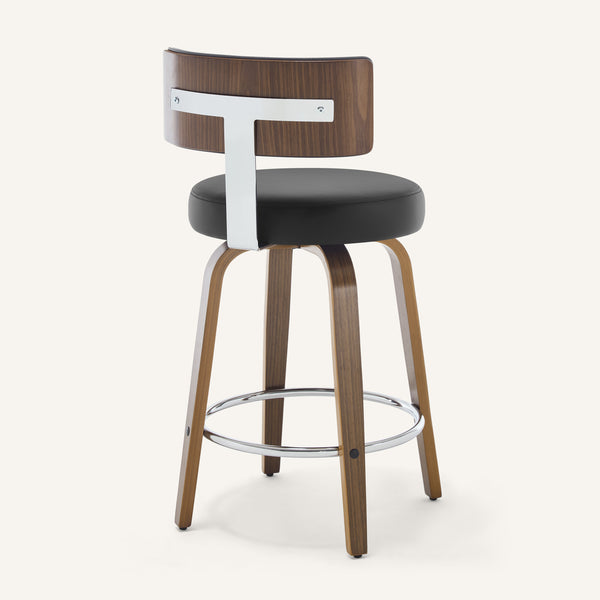 Carol Swivel Counter Stool in Black Hron Leather