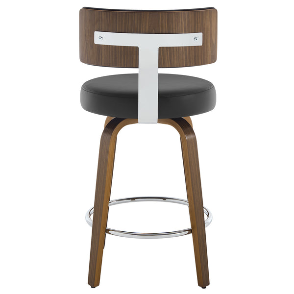 Carol Swivel Counter Stool in Black Hron Leather